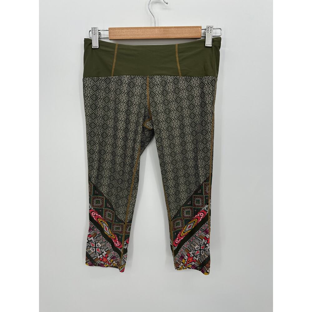 Prana Womens Green Capri Leggings Size S Workout Gym Training Low Rise